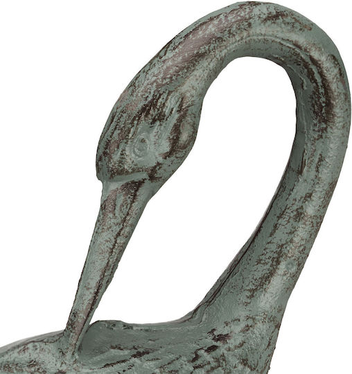 Relaxdays Decorative Cast Iron Crane Statue Brown Green 72x22x32 Cm