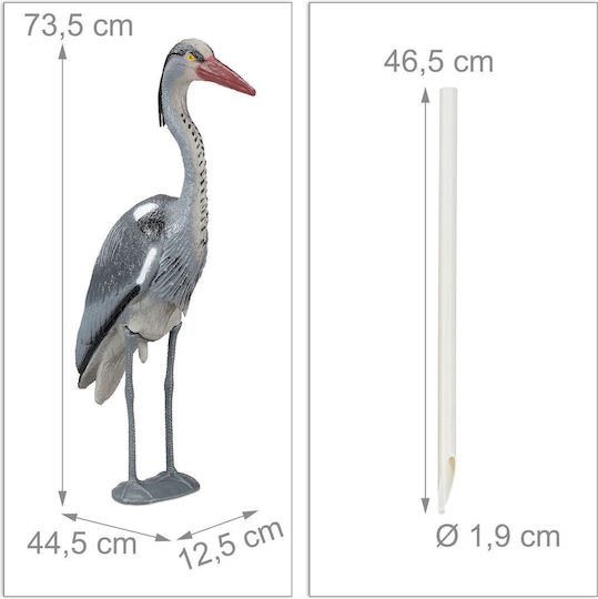 Statuie de Grădină Cocostârc Relaxdays Gri 73.5x12.5x44.5cm Set Bucăți