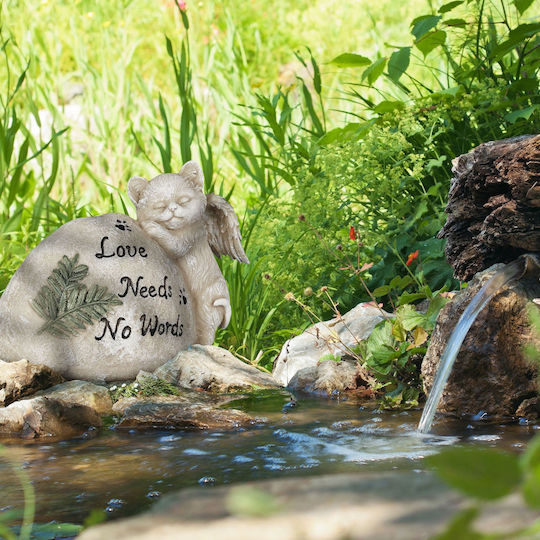 Statuie Memorială Pisici Relaxdays Înger Pisică Crem 20.5x9x16cm