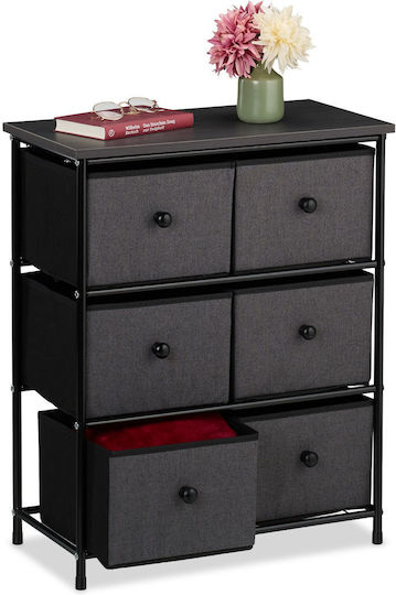 Storage Drawers from Wood Metal and Fabric L60xW32xH73cm