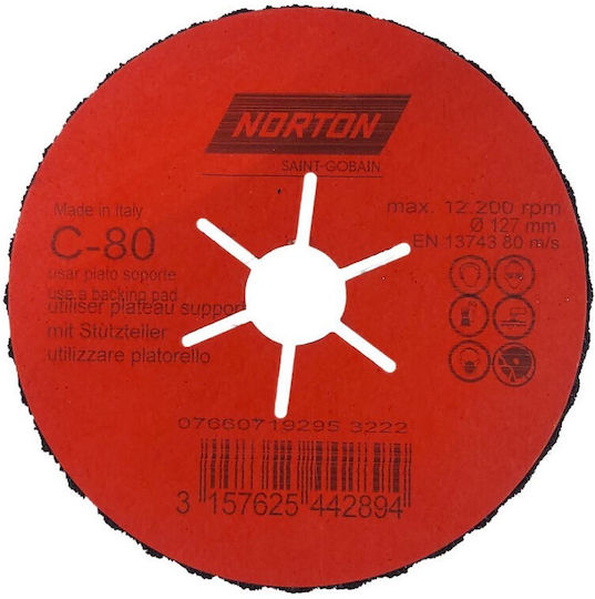 Norton Шкурове за полиране 5 Бройки Хибриден Гъвкав Диаметър 125x22мм No80