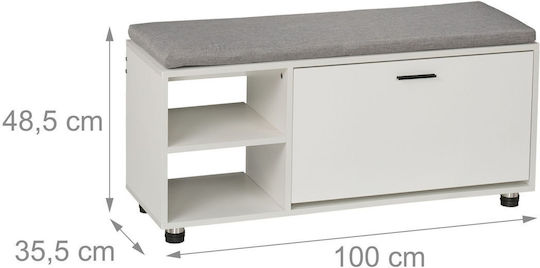Hallway Furniture with Shoe Rack Wardrobe and Bench White/Gray 100x35.5x48.5cm