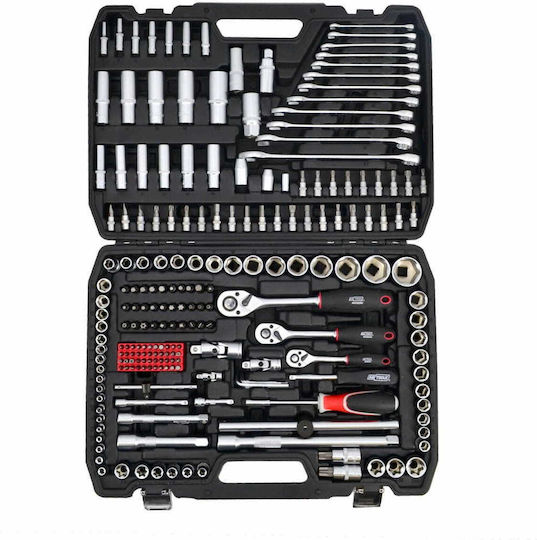 AWTools Ратчетни и гнездови гарнитури 1\4" & 3\8" & 1\2" 216бр