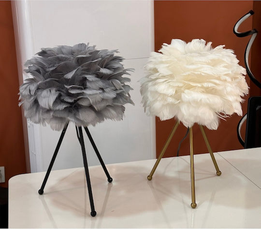 Lămpi De Masă Moderne Cu Pene Bază Metalică Albă 40cm