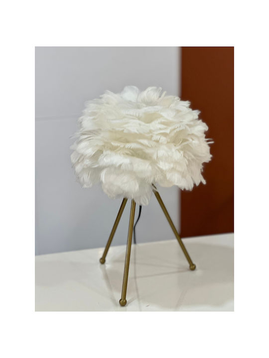 Modern Table Lamp Feather Metal Base White 40cm