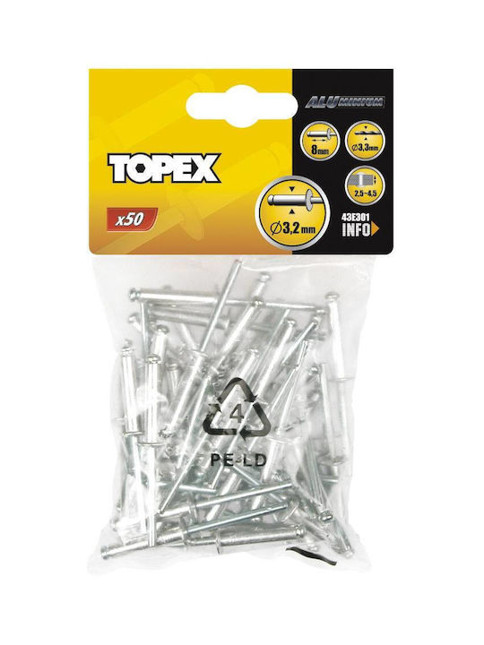 Topex Πριτσίνια Αλουμινίου M4x12.5mm 50τμχ