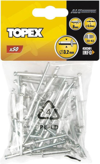 Topex Πριτσίνια Αλουμινίου M4.8x18mm 50τμχ