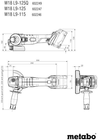 Metabo W 18 L 9-125 Grinder 125mm Battery 18V Solo