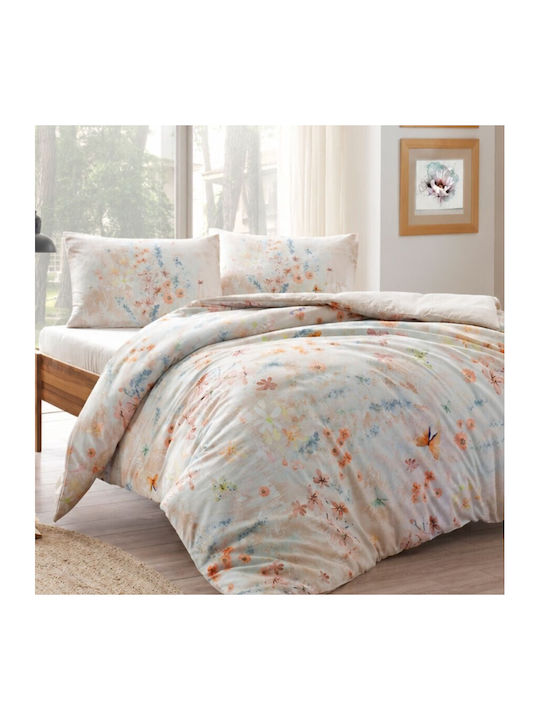 Tac Set Huse Pentru Pilote 200x220cm Dublu Cu 2 Fețe De Pernă & 1 Cearceaf Portocalii