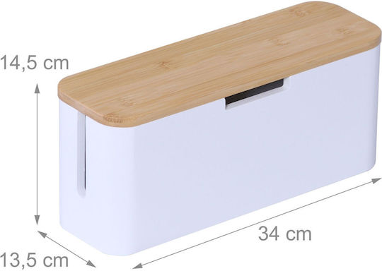 Relaxdays Bamboo Cable Box White Light Brown 0
