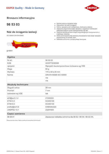 Knipex Ξύστρα Απογύμνωσης Καλωδίων με Μήκος 170mm