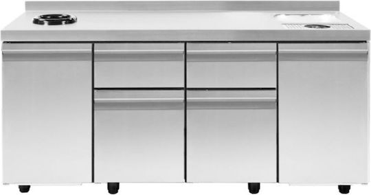 Niki Inox Подготвителен шкаф с отварящи се врати и чекмеджета 179x70x93.5см