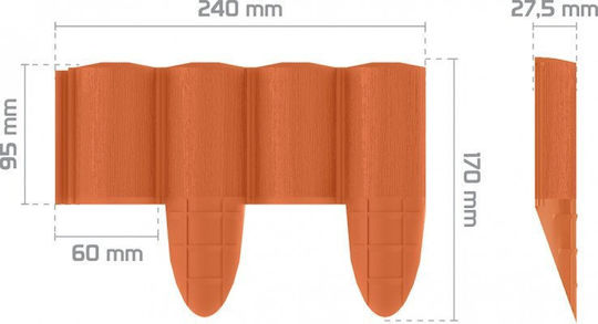 Cellfast Holzgartenbordüre in Rot Farbe 8.5cm x 2.4m