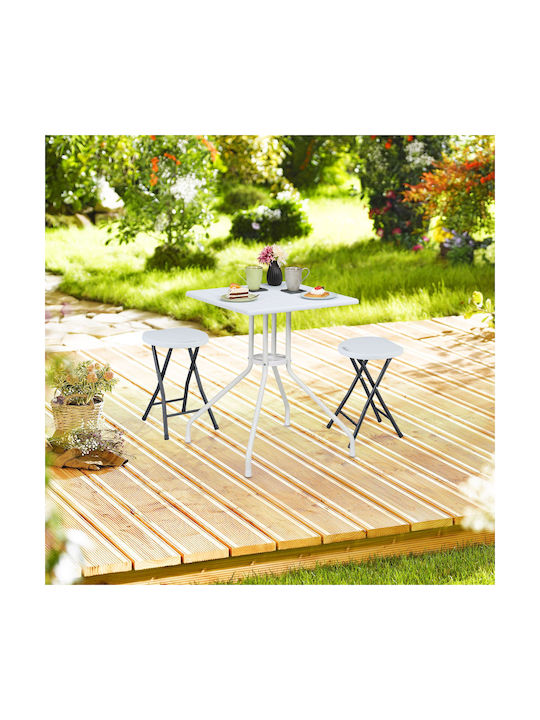 Taburet Din Plastic Pentru Exterior Alb/Negru 2 Buc 30x31x46cm