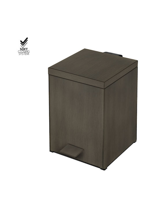 Sanco Μεταλλικό Καλαθάκι Μπάνιου Soft Close 5lt Καφέ