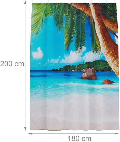 Relaxdays Κουρτίνα Μπάνιου Υφασμάτινη 200x180cm Multicolor