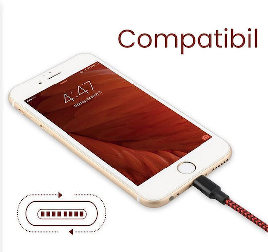Telefon Datenkabel Flippy Usb Zu Blitzkabel Kompatibel Mit Iphone 1 M Länge Dreieck Geflochten In 2 Farben Rot Schwarz