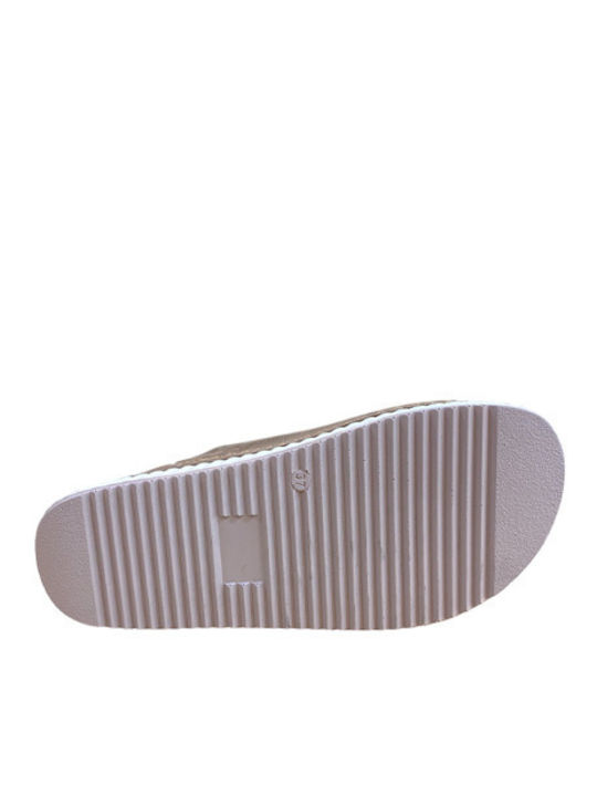 Leather Women's Flat Sandals Flatforms Khaki