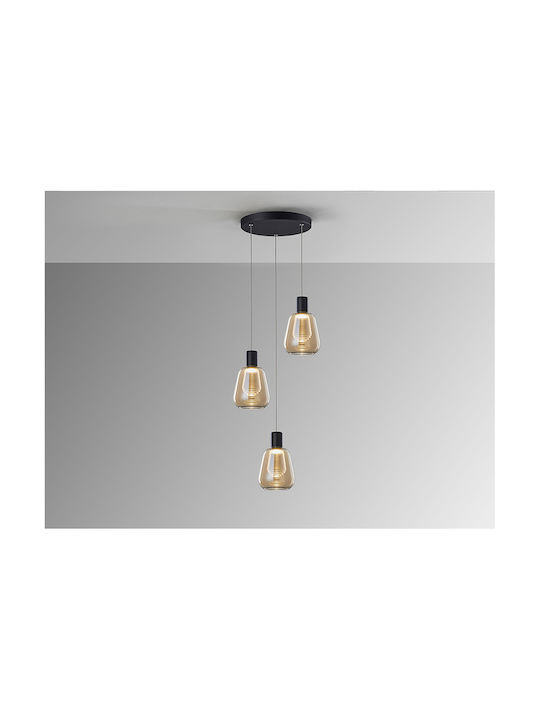 Carisa Black LED Pendant Ceiling Light with Warm White Light with Crystals 35x35cm