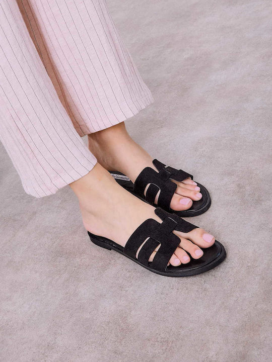 Celestino Flache Damen Sandalen Schwarz