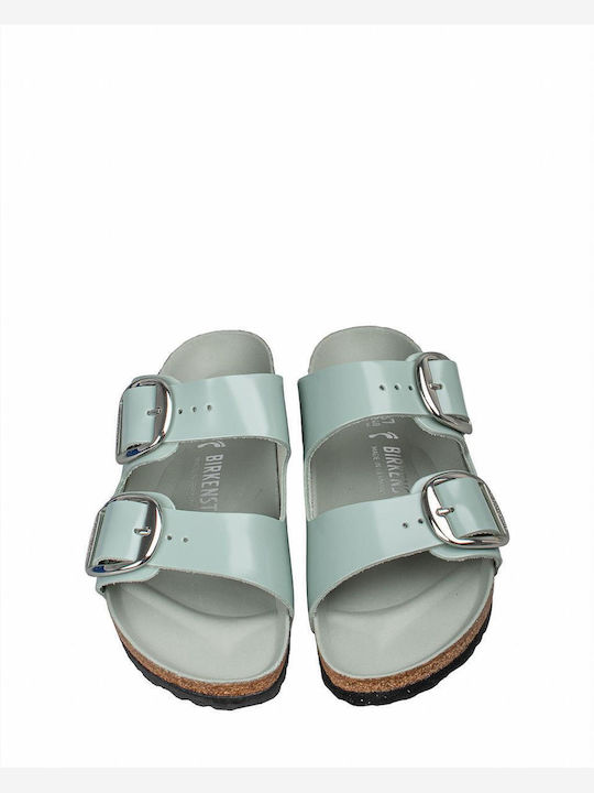Big Buckle Leather Women's Sandals Green