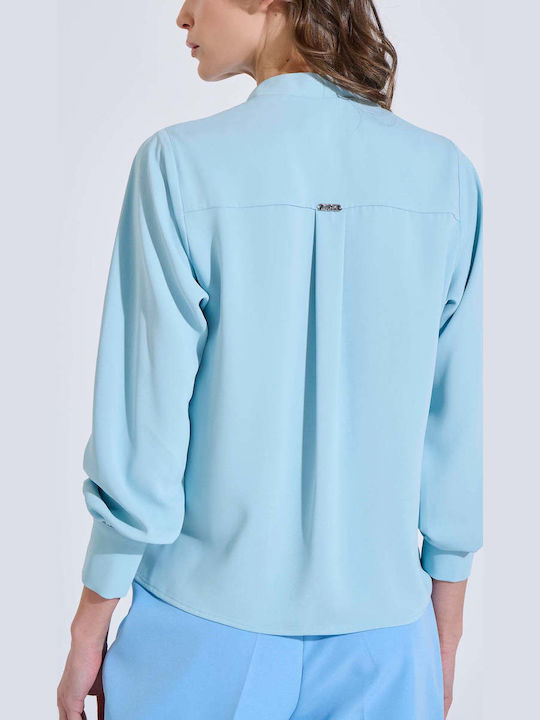 Women's Blouse Long Sleeve Light Blue 10-031083-0 Light Blue Siel S