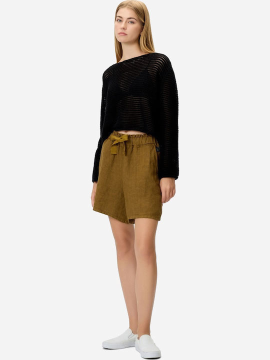 Γυναικείο Crop Top Βαμβακερό Μακρυμάνικο Μαύρο