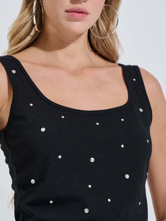 Women's Cotton Top with Spaghetti Straps Black