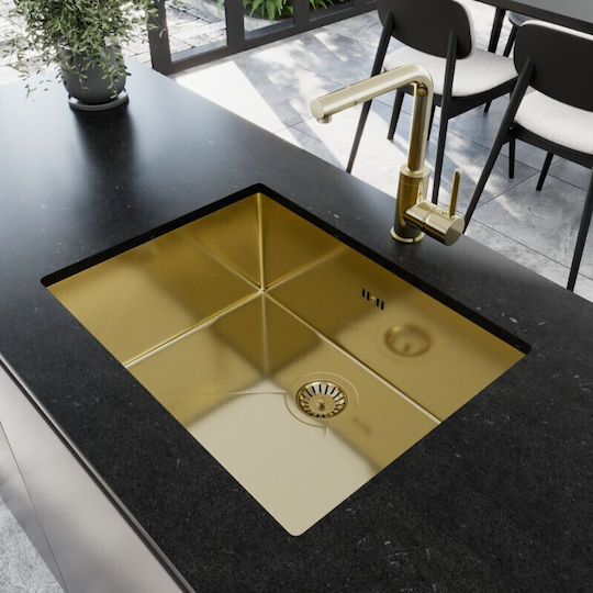 Helika Nova 100l Undermount Kitchen Sink Inox L59xW45cm Gold