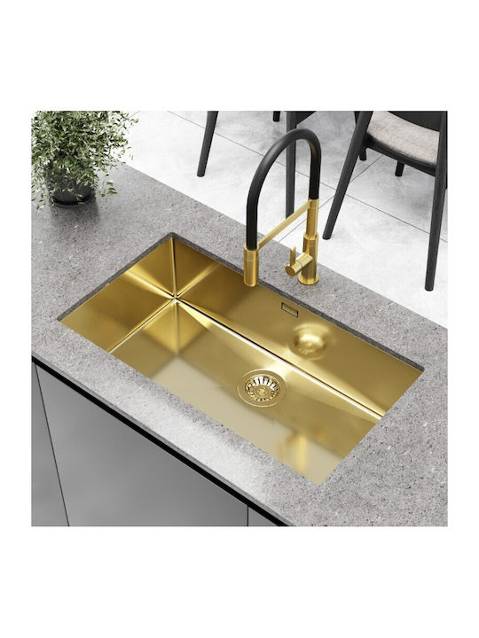 Helika Nova 100b Undermount Kitchen Sink Inox L79xW45cm Gold