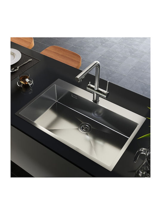 Helika Terra Ένθετος Νεροχύτης Inox Σατινέ Μ79xΠ45cm Πορτοκαλί