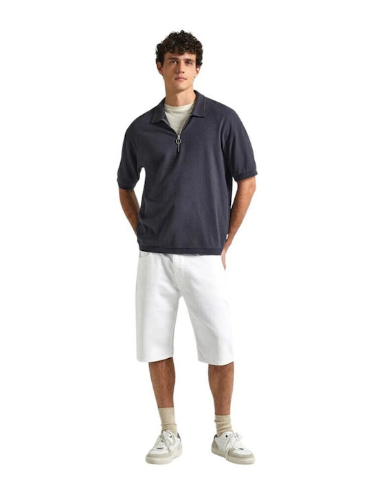 Pantaloni Scurți Bărbați Denim Alb