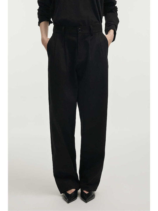 Pantaloni Largi Dama În Fit Relaxed Negru