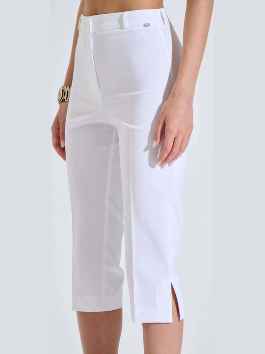 Women's Fabric Capri Trousers White 10-060832-0-White-S