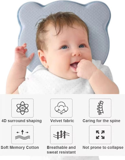 Queen Mother Бебешка Възглавница За Сън Memory Foam Светлосин