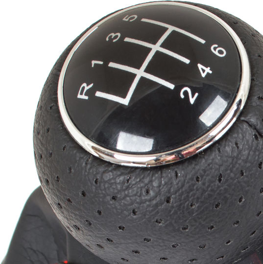Audi A3 I 8l 96-03 Pomol Schimbător Viteze Negru + Mansoane Negre Cusătură Roșie 6 Viteze