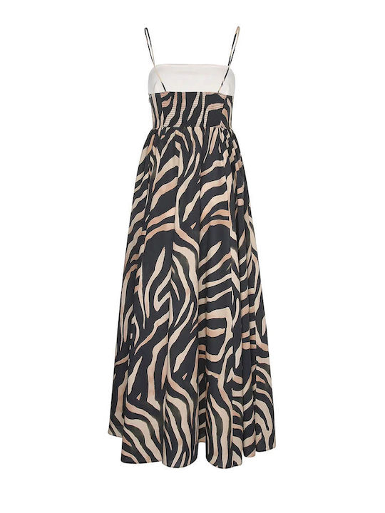 Summer Maxi Evening Dress Brown-Black