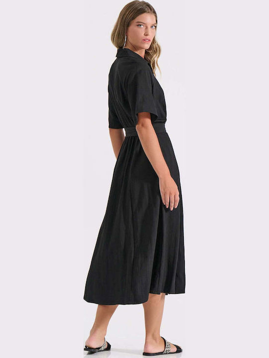 Summer Shirt Dress Black