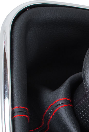 Vw Golf Iv 97-03 Auto Schaltknopf + Schaltmanschette Rote Faden Chrom Rahmen 5-Gang 12mm Loch
