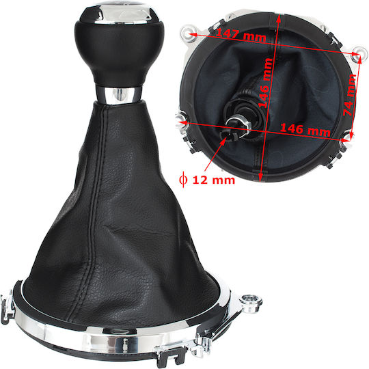 Audi TT 8J 06-14 Schwarzer Chrom Schaltknopf + Schwarze Gamaschen Chromrahmen 6 Gänge