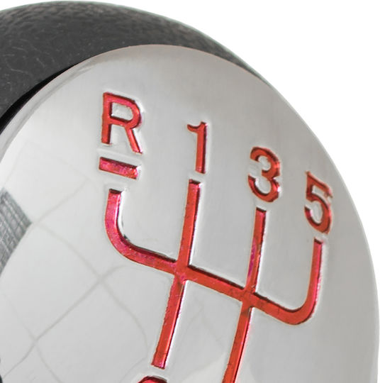 Renault Clio Ii 01-08 Gear Shift Knob Chrome + Red 5 Speed Scheme