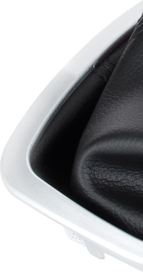 Renault Clio Iii 05-12 Gear Shift Knob Black Eco Leather + Silver + Black Gaiter Silver Frame 6 Speed
