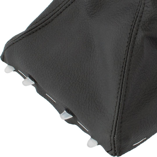 Opel Vectra C Fl 05-08 5-Gang Schwarzer Eco Leder Schaltknopf + Schaltknaufmanschette + Weißer Rahmen 2 Stück Set