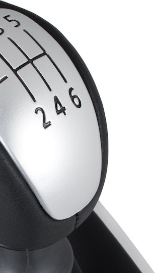 Renault Laguna Iii 07-15 Black Silver Gear Shift Knob + Black Gaiters Silver Frame 6 Speeds