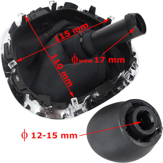 Renault Trafic Iii 14-19 Black Chrome Gear Shift Knob + Black Gaiters Chrome Frame 6 Speeds