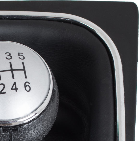Vw Golf V 03-08 Silver + Black Gear Shift Knob Chrome Frame 6 Speed