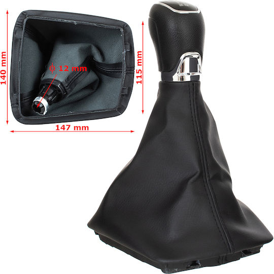 Skoda Octavia Ii 07-14 Black Gear Shift Knob Abs + Boot Frame 5 Speeds