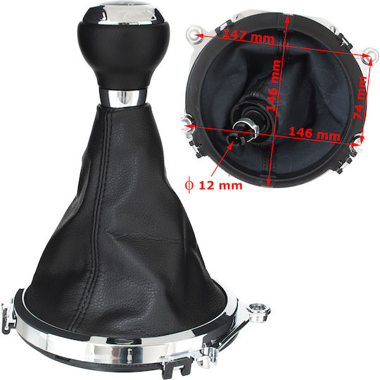 Audi Tt 8j 06-14 Black Chrome Gear Shift Knob + Black Gaiters Chrome Frame 6 Speeds