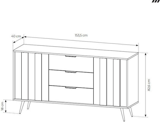 Bufet Amaro Din Lemn Cu Sertare Nuc 153.5x40x82.6cm