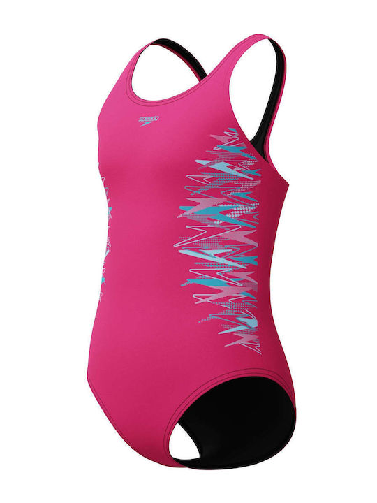 Speedo Placement Muscleback Kids One-Piece Swimwear Pink/Blue